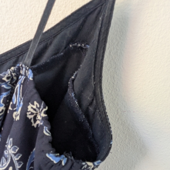Abercrombie and Fitch Navy Blue Paisley Spaghetti Strap Slip Dress Size M - Picture 7 of 11